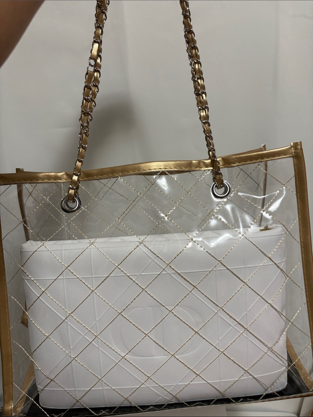 Dior White Leather Quilted clutch in Clear Women's Handbag - Picture 2 of 8